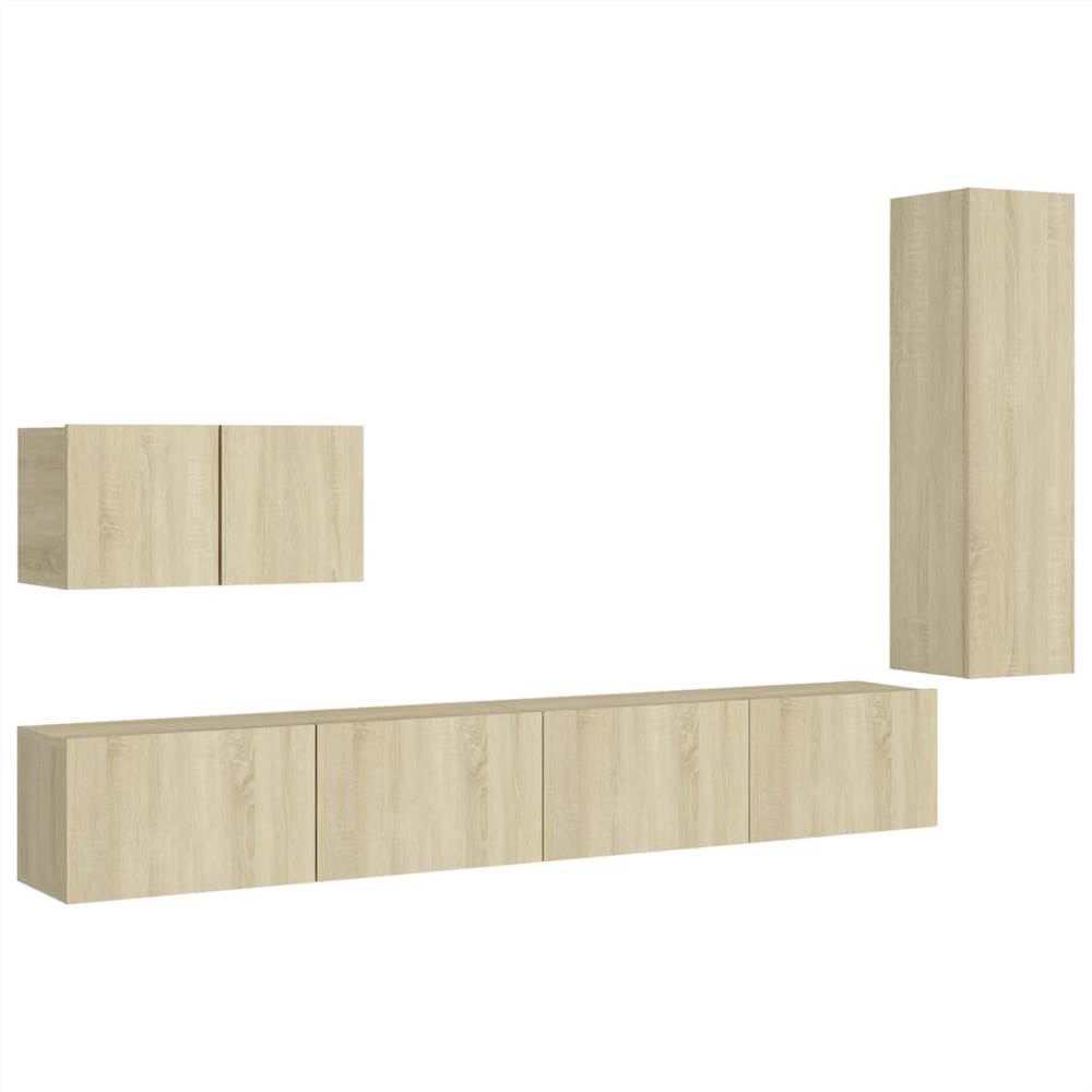 4 Piece TV Cabinet Set Sonoma Oak Chipboard