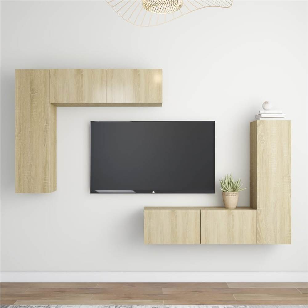 

4 Piece TV Cabinet Set Sonoma Oak Chipboard