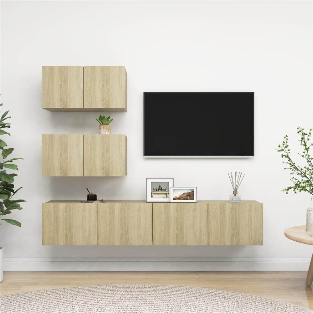 

4 Piece TV Cabinet Set Sonoma Oak Chipboard