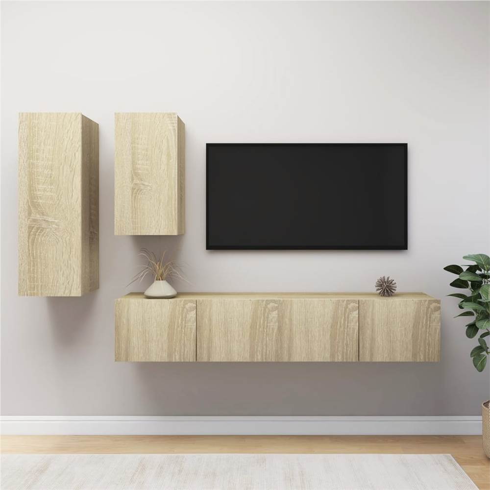 

4 Piece TV Cabinet Set Sonoma Oak Chipboard
