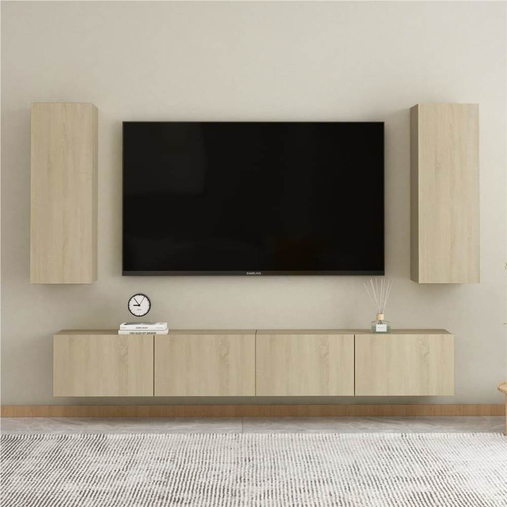 

4 Piece TV Cabinet Set Sonoma Oak Chipboard