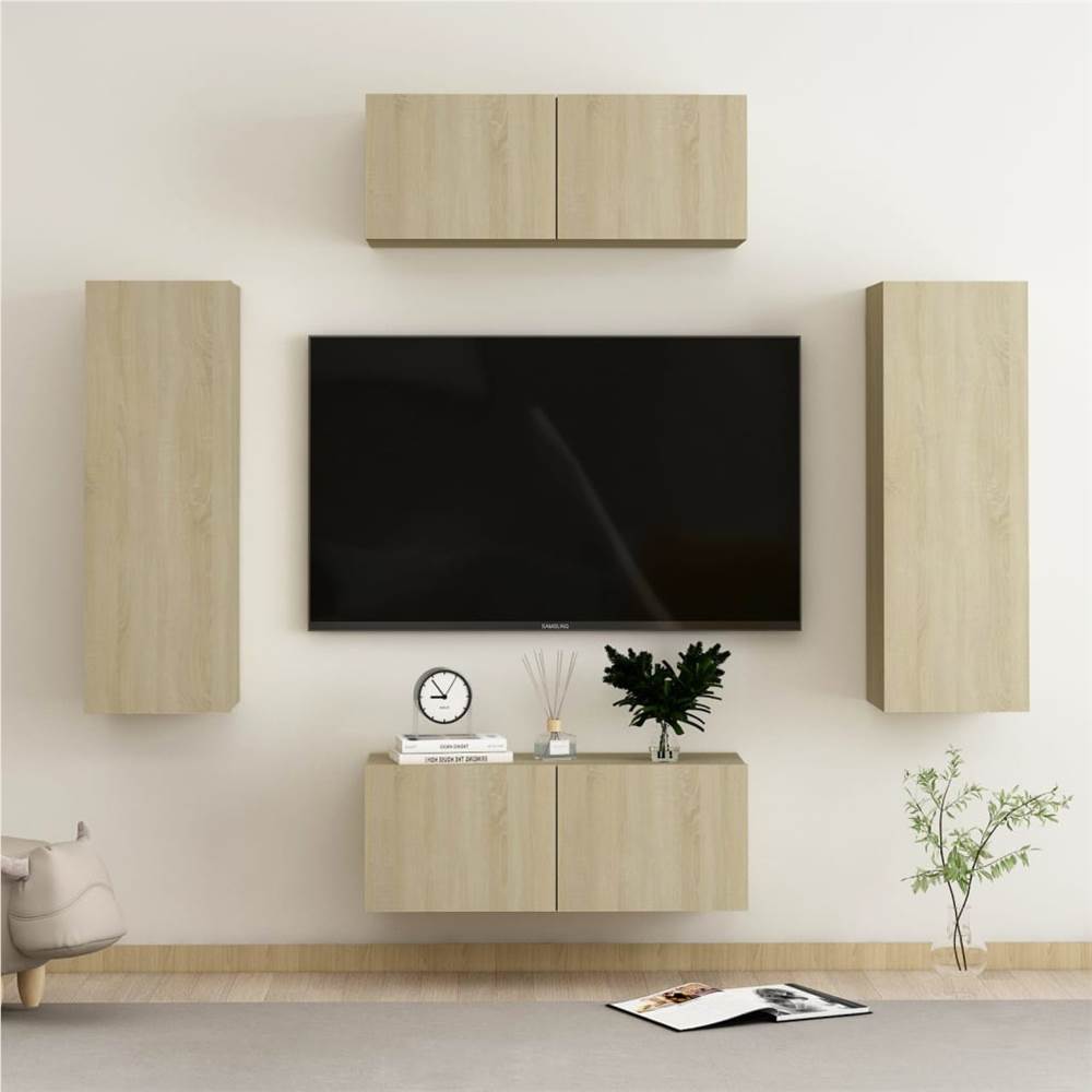 

4 Piece TV Cabinet Set Sonoma Oak Chipboard