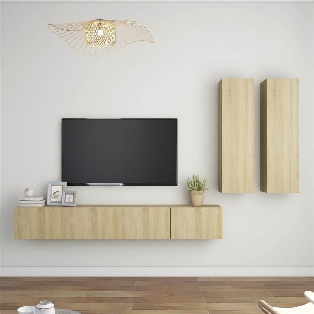 

4 Piece TV Cabinet Set Sonoma Oak Chipboard