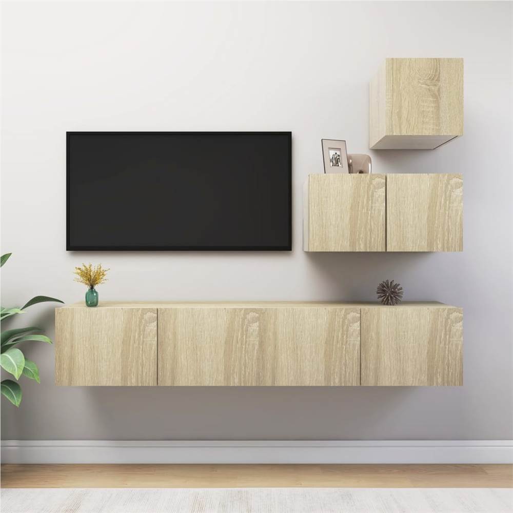 

4 Piece TV Cabinet Set Sonoma Oak Chipboard