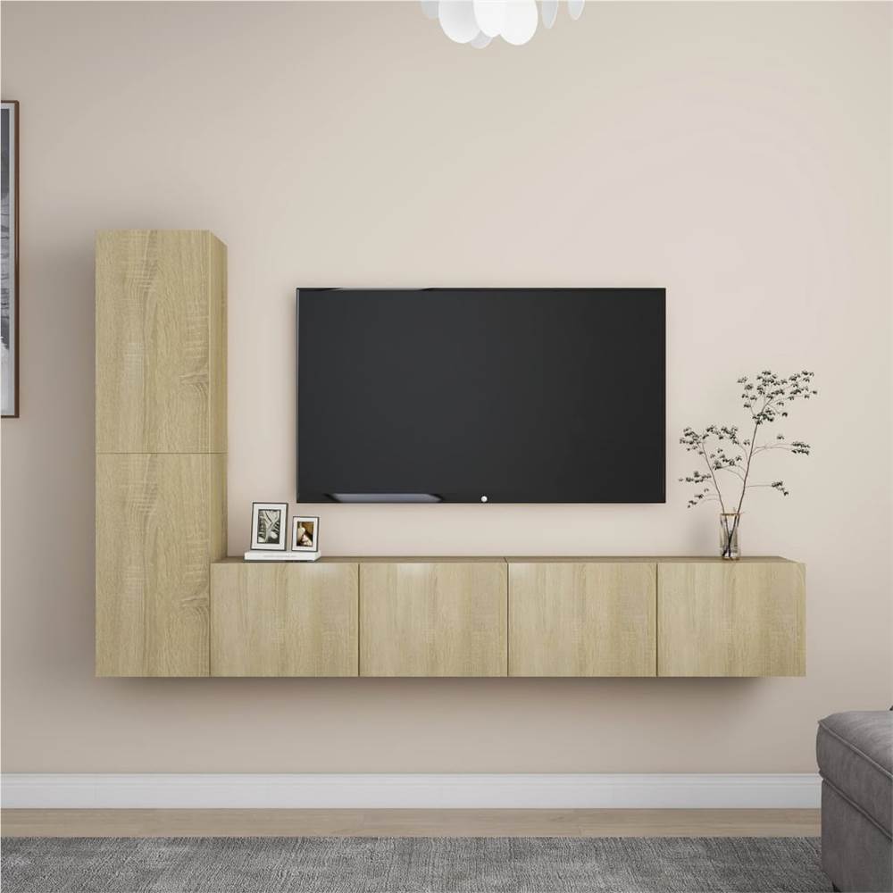 

4 Piece TV Cabinet Set Sonoma Oak Chipboard