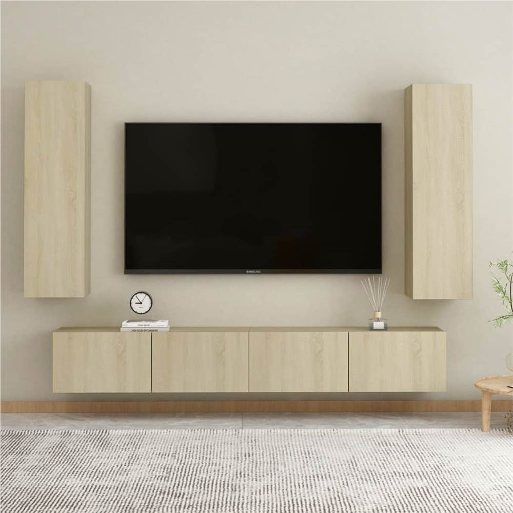 

4 Piece TV Cabinet Set Sonoma Oak Chipboard