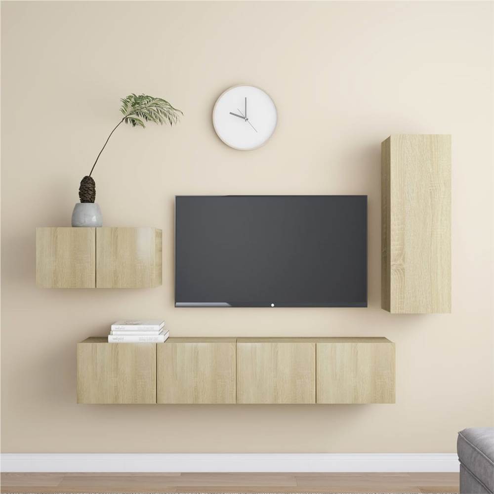 

4 Piece TV Cabinet Set Sonoma Oak Chipboard