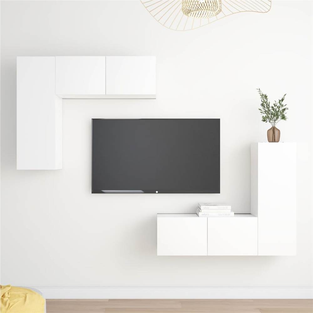 

4 Piece TV Cabinet Set White Chipboard