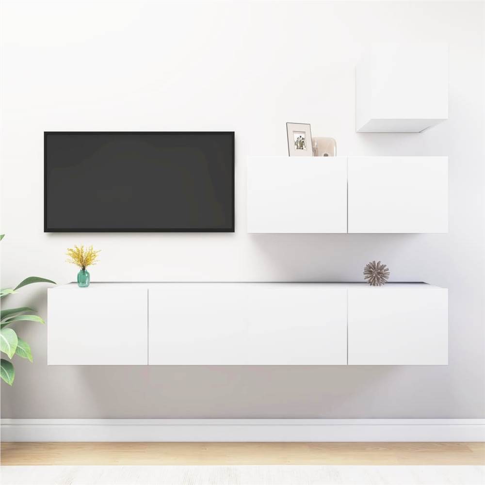 

4 Piece TV Cabinet Set White Chipboard