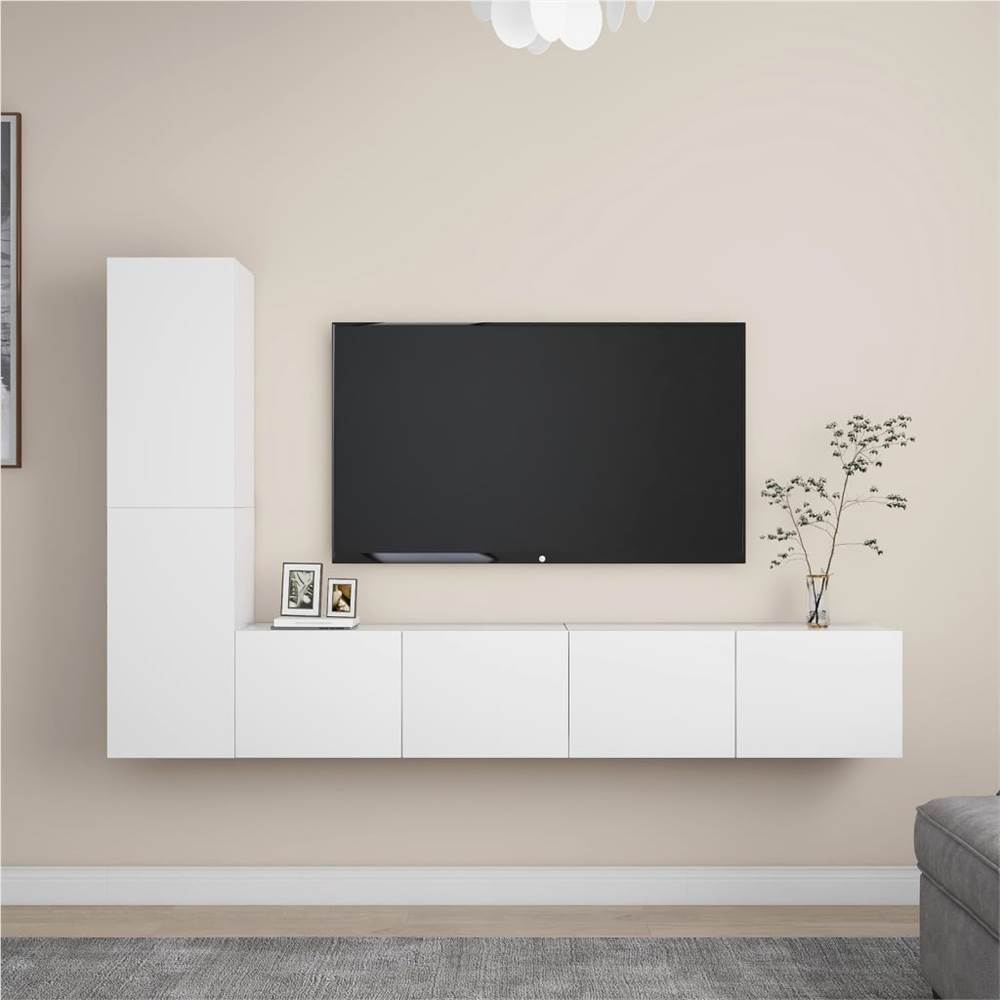 

4 Piece TV Cabinet Set White Chipboard