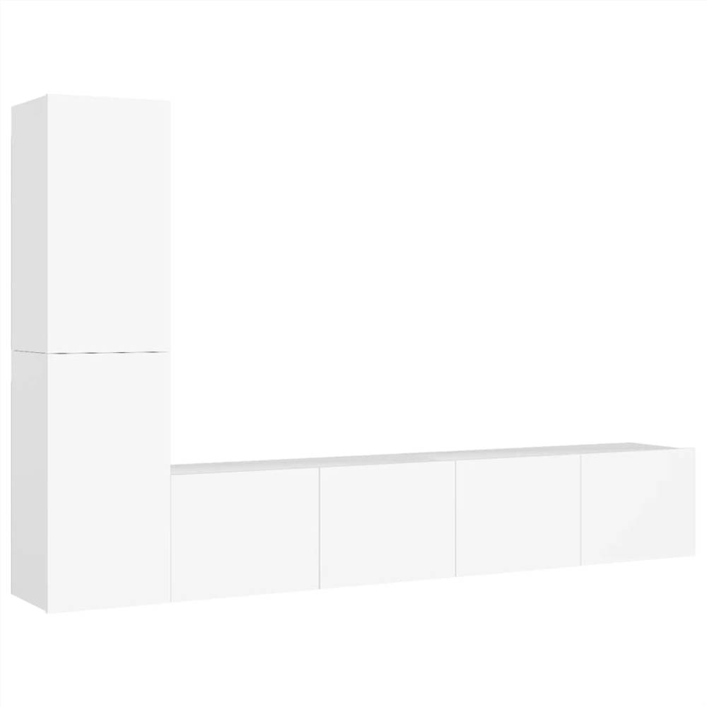 4 Piece TV Cabinet Set White Chipboard