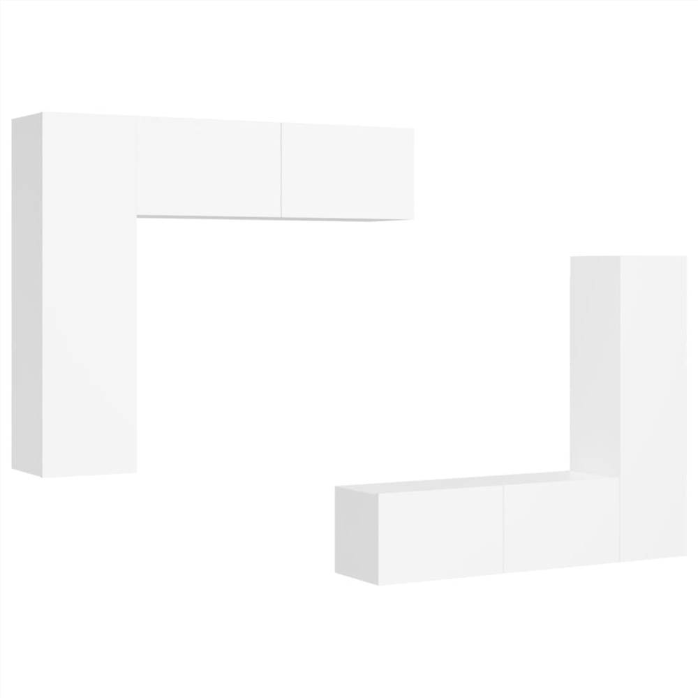 4 Piece TV Cabinet Set White Chipboard 13 4 Piece TV Cabinet Set White Chipboard