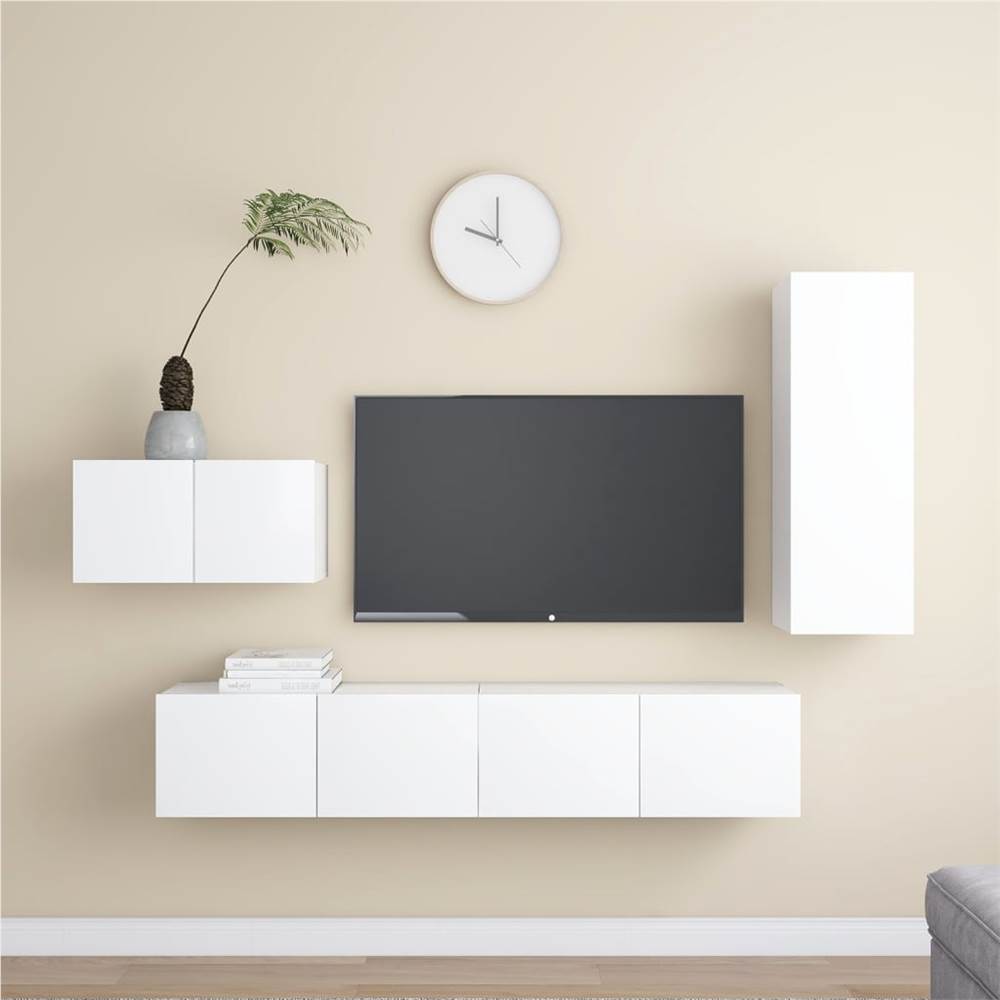 

4 Piece TV Cabinet Set White Chipboard