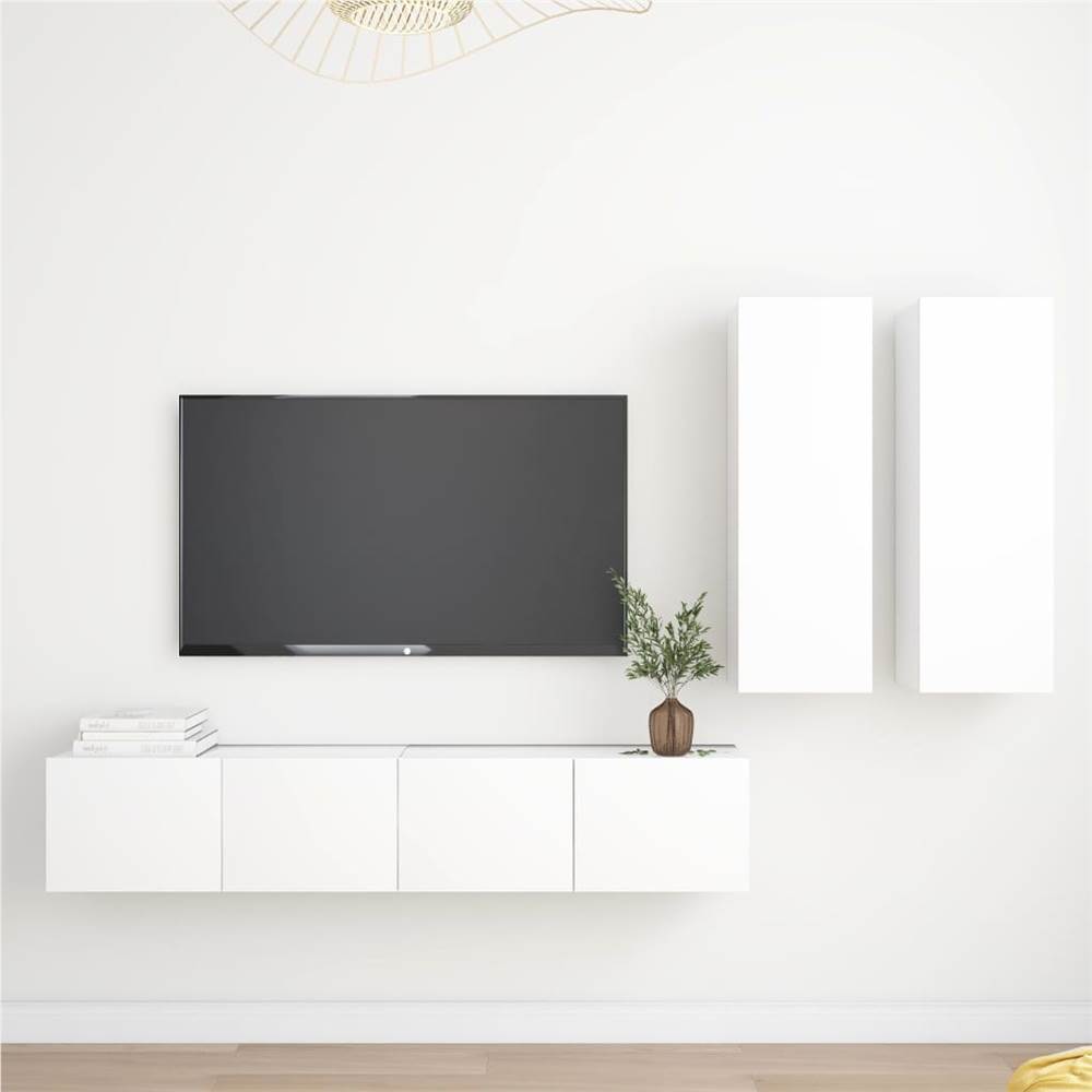 

4 Piece TV Cabinet Set White Chipboard