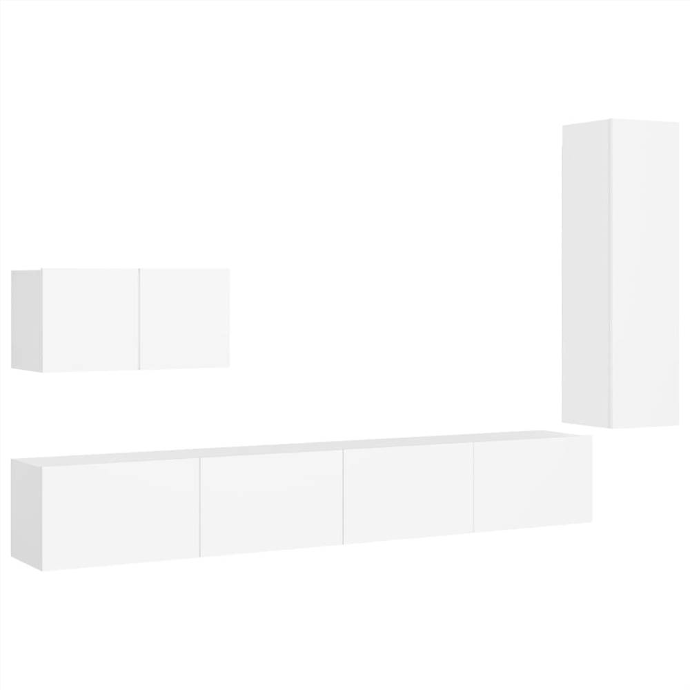 4 Piece TV Cabinet Set White Chipboard
