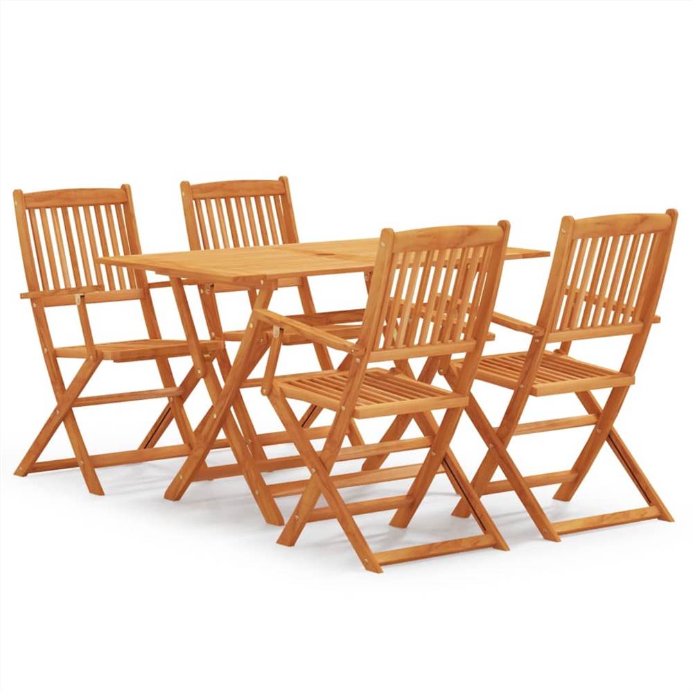 

5 Piece Folding Outdoor Dining Set Solid Eucalyptus Wood