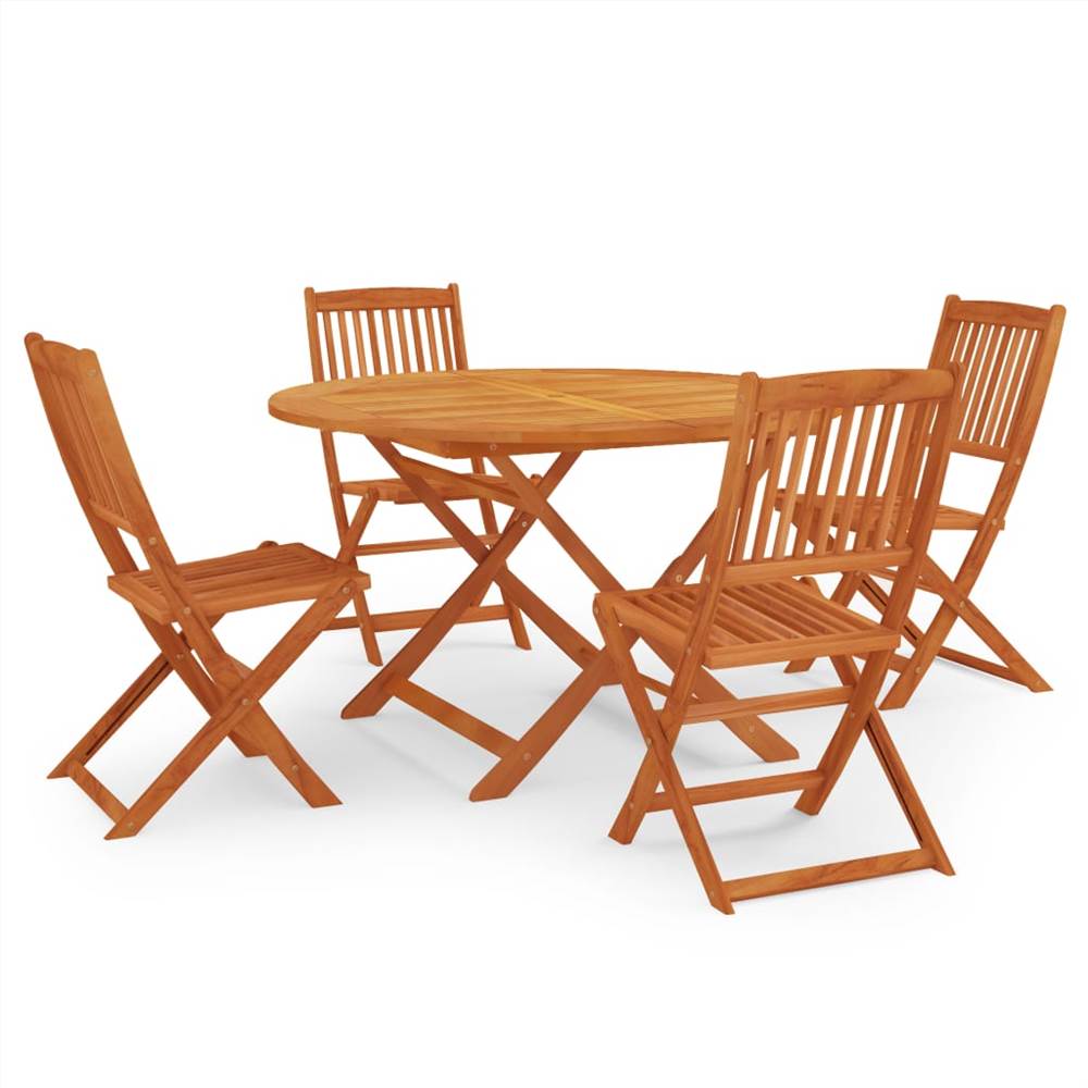 

5 Piece Folding Outdoor Dining Set Solid Eucalyptus Wood