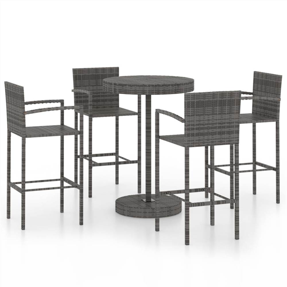 

5 Piece Garden Bar Poly Rattan Grey