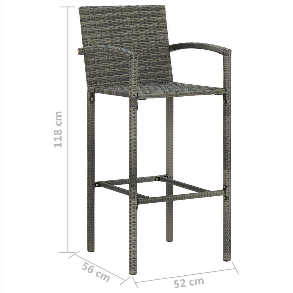 5 Piece Garden Bar Poly Rattan Grey