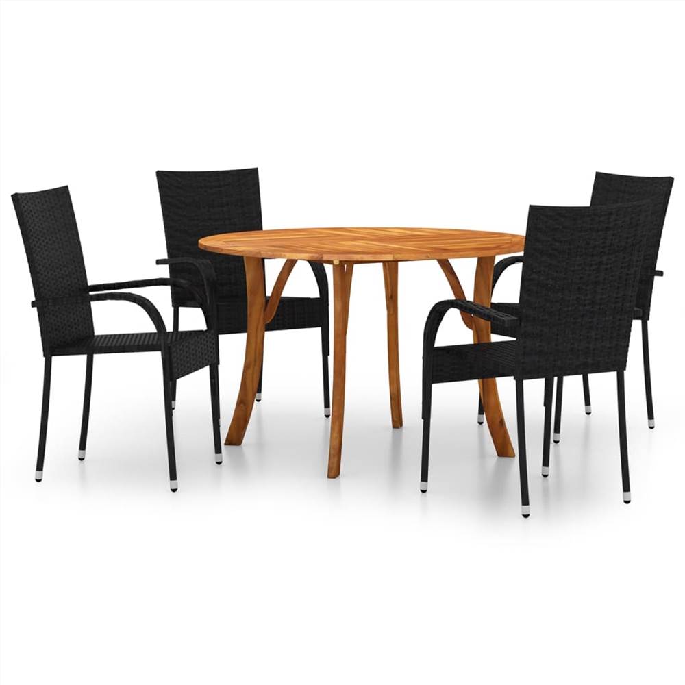 

5 Piece Garden Dining Set Black