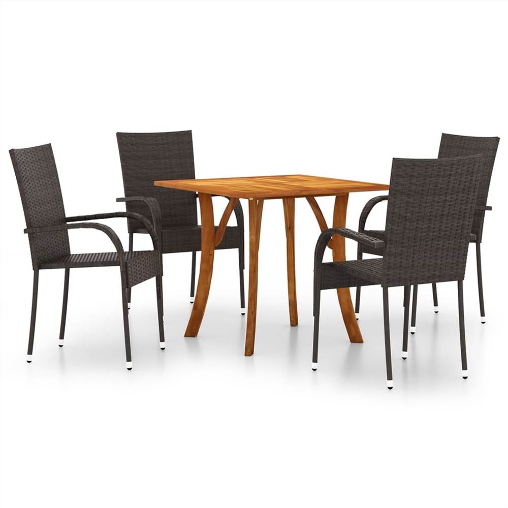 

5 Piece Garden Dining Set Brown