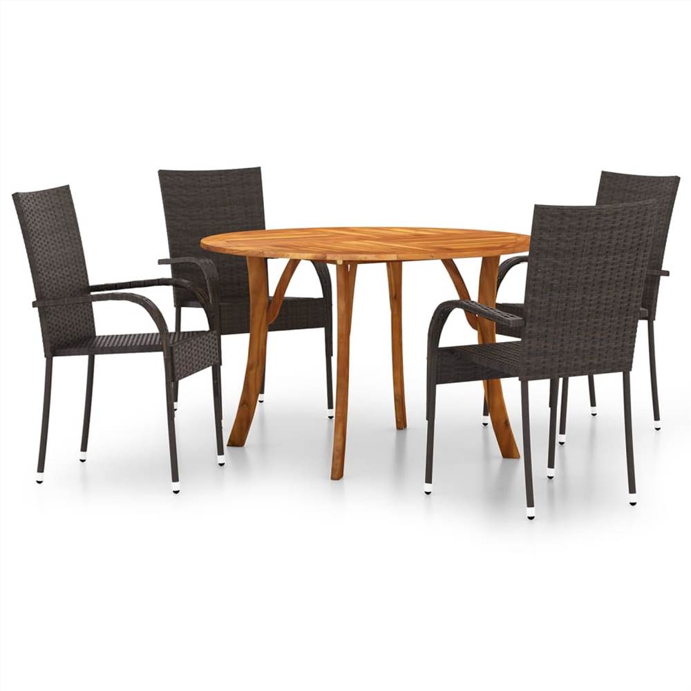 

5 Piece Garden Dining Set Brown