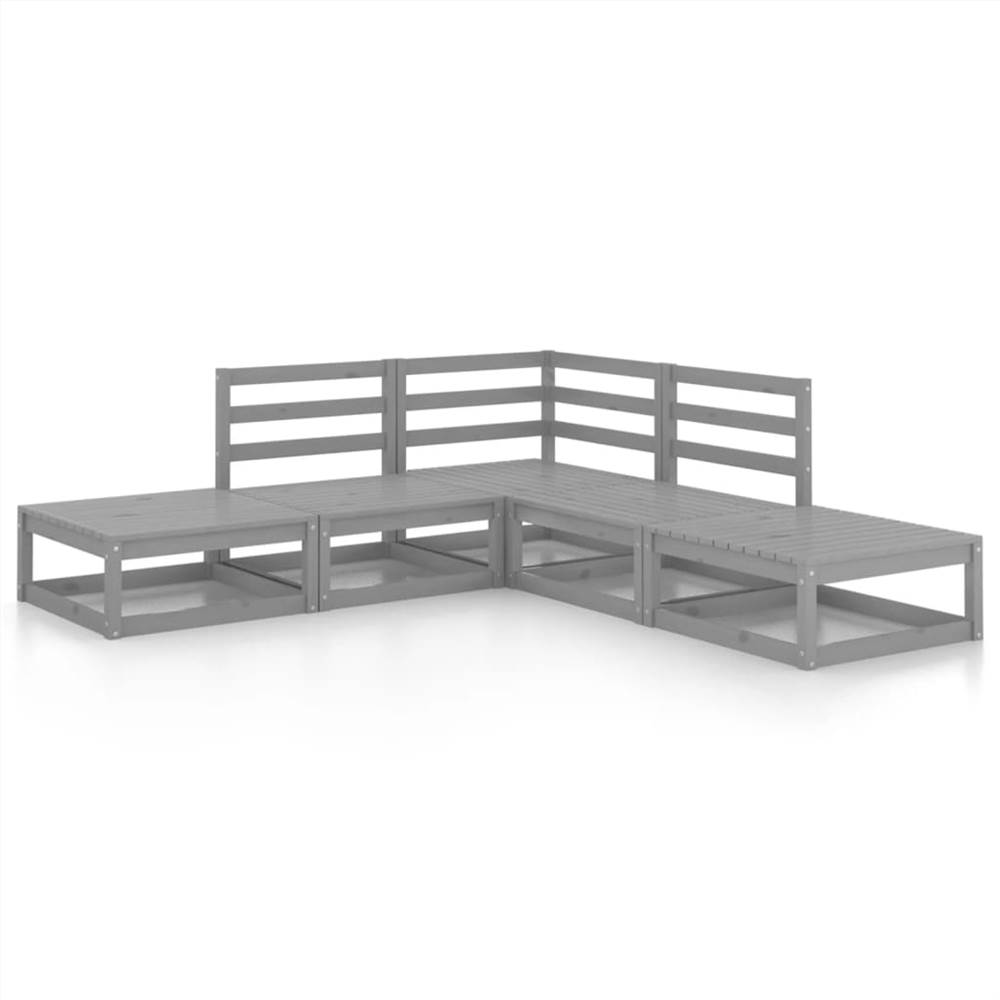 

5 Piece Garden Lounge Set Grey Solid Pinewood
