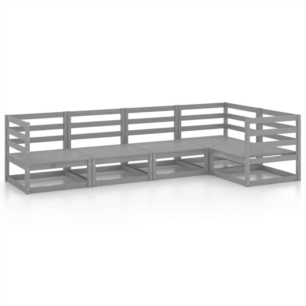 

5 Piece Garden Lounge Set Grey Solid Pinewood