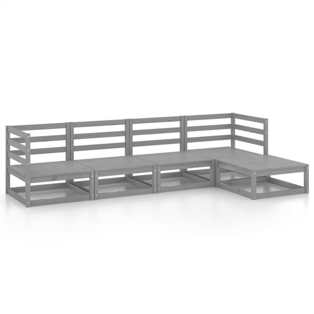 

5 Piece Garden Lounge Set Grey Solid Pinewood