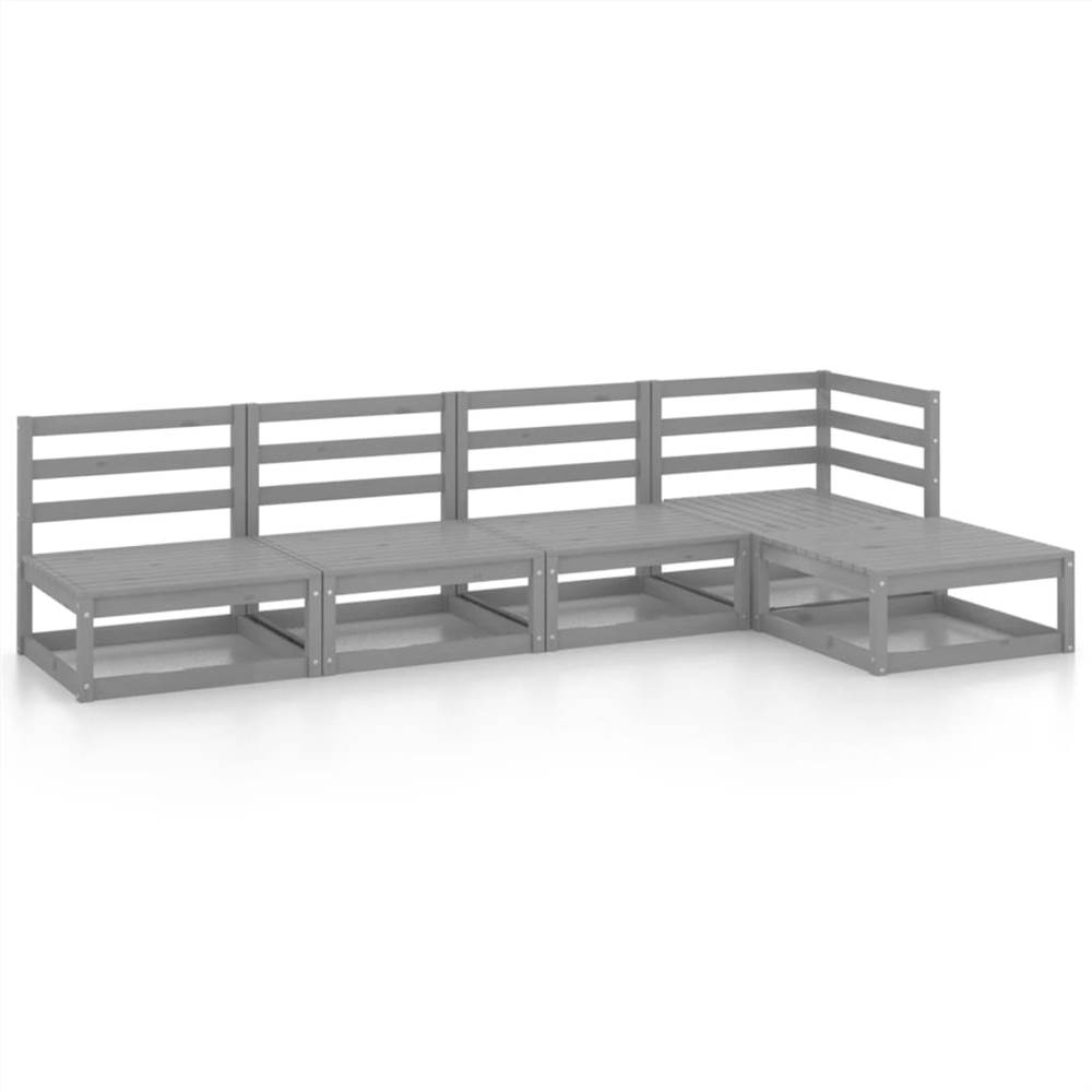 

5 Piece Garden Lounge Set Grey Solid Pinewood
