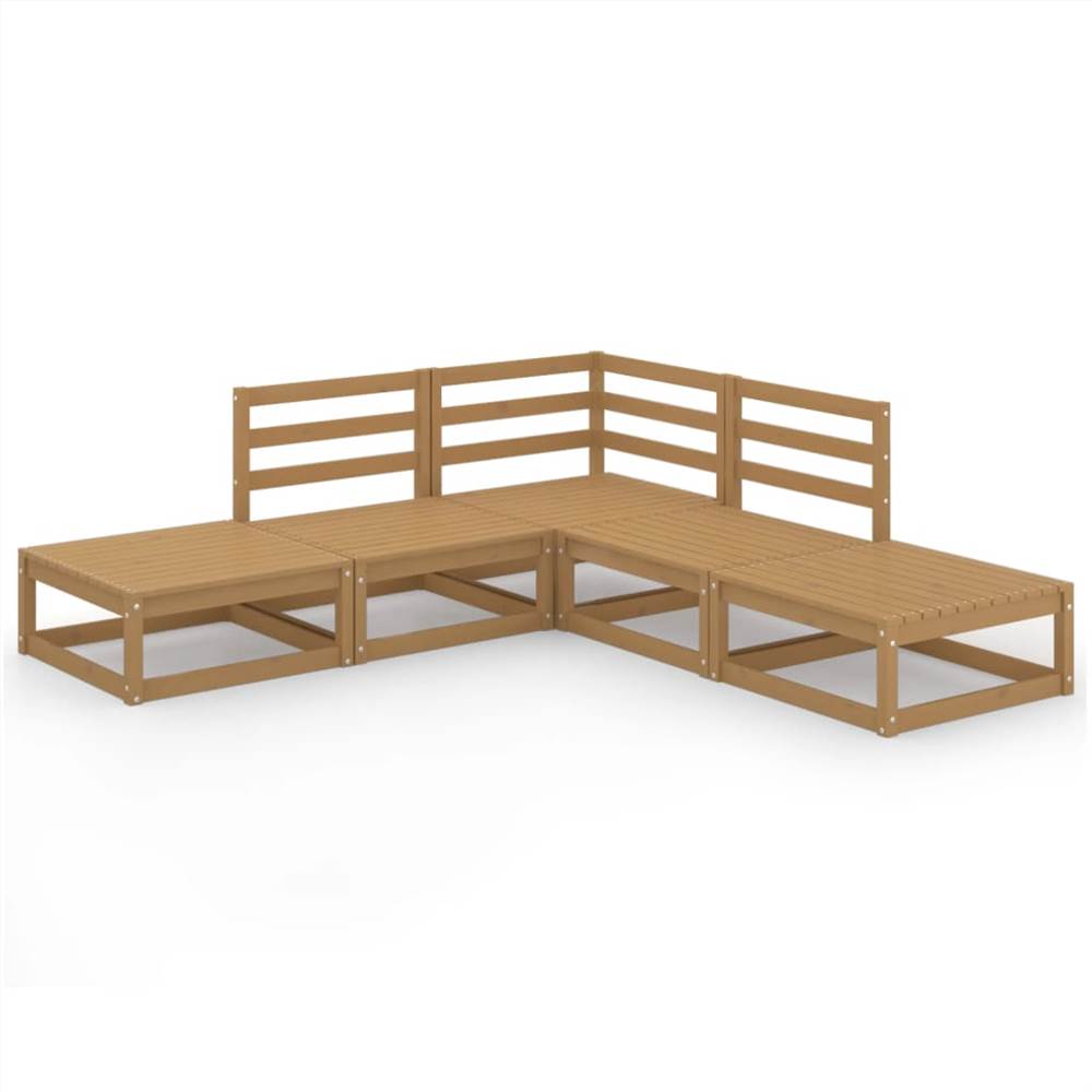 

5 Piece Garden Lounge Set Honey Brown Solid Pinewood