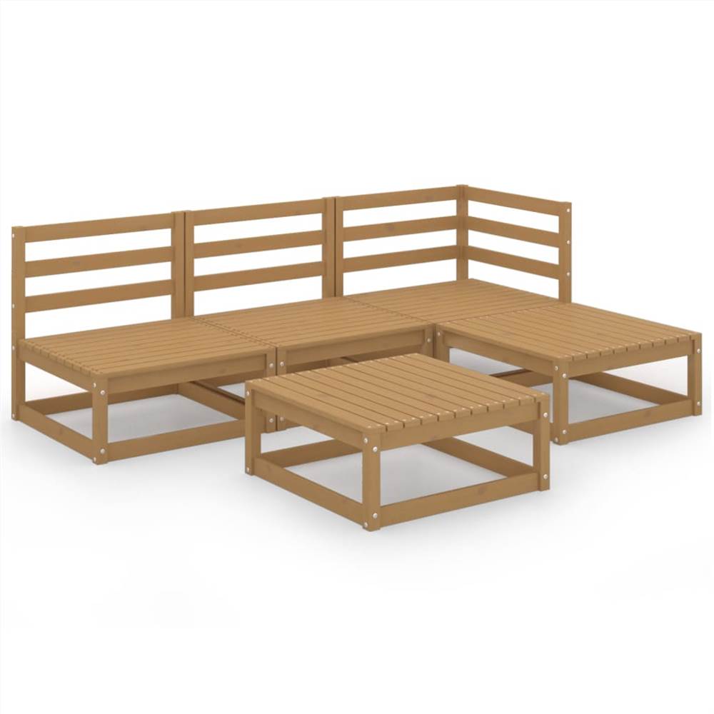 

5 Piece Garden Lounge Set Honey Brown Solid Pinewood
