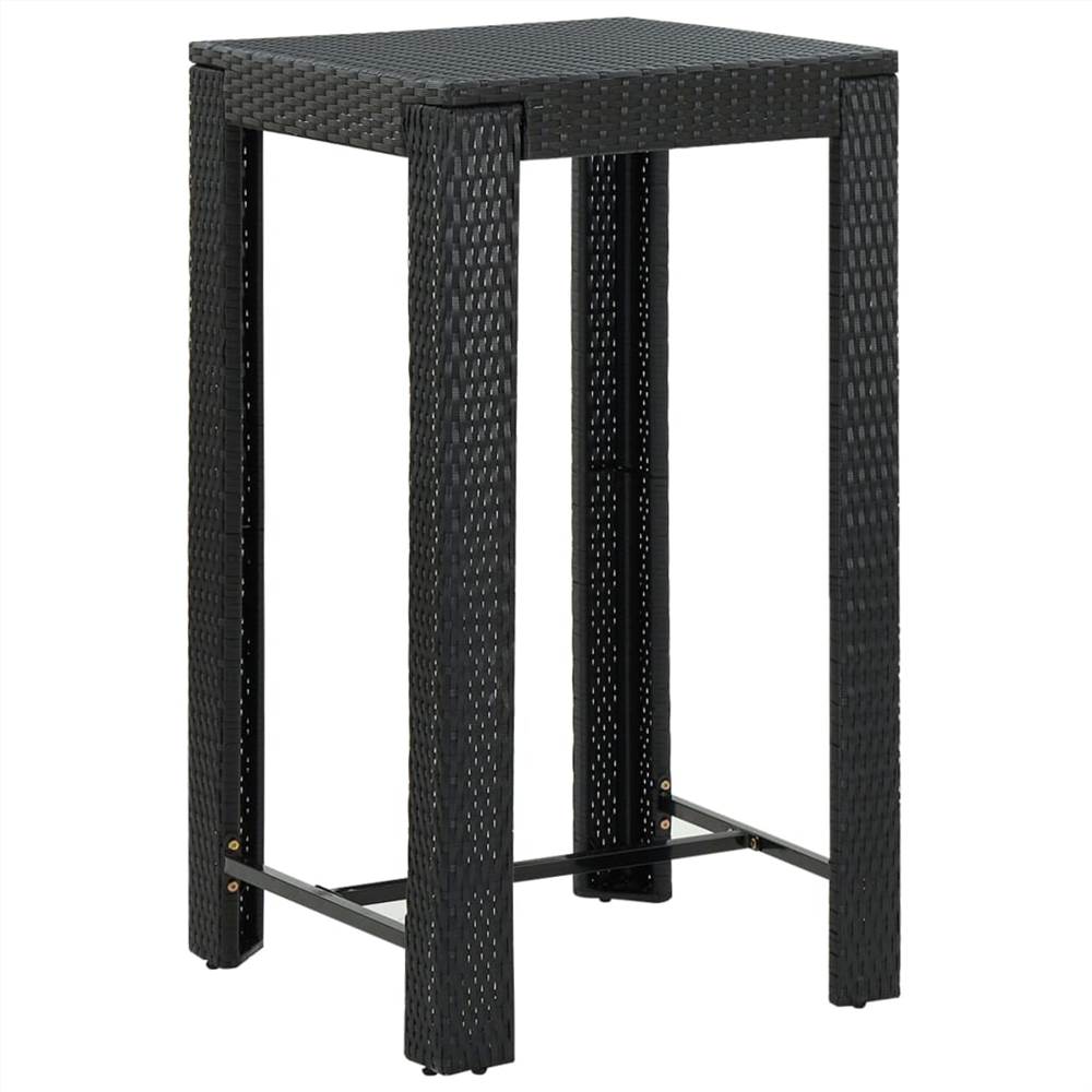 5 Piece Outdoor Bar Set with Armrest Poly Rattan Black