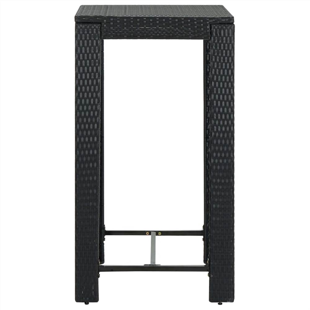 5 Piece Outdoor Bar Set with Armrest Poly Rattan Black