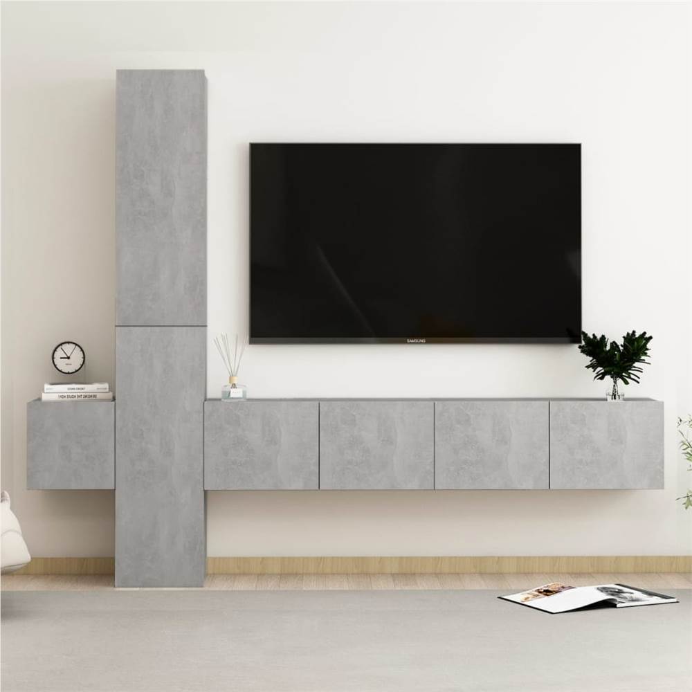

5 Piece TV Cabinet Set Concrete Grey Chipboard