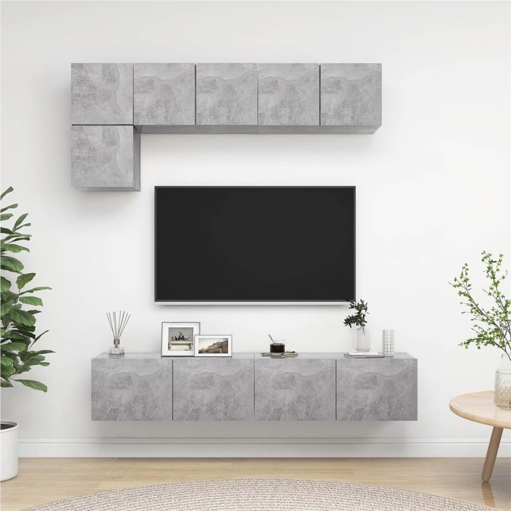 

5 Piece TV Cabinet Set Concrete Grey Chipboard