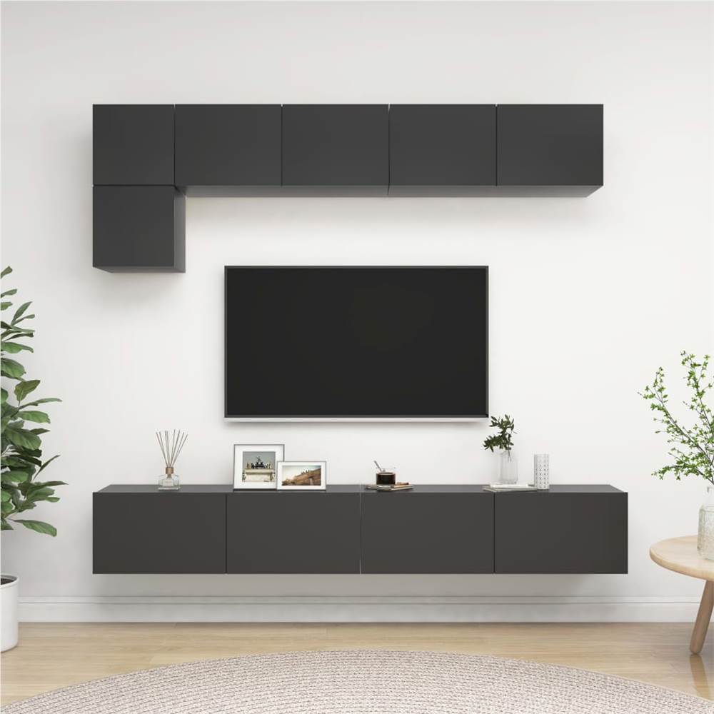 

5 Piece TV Cabinet Set Grey Chipboard