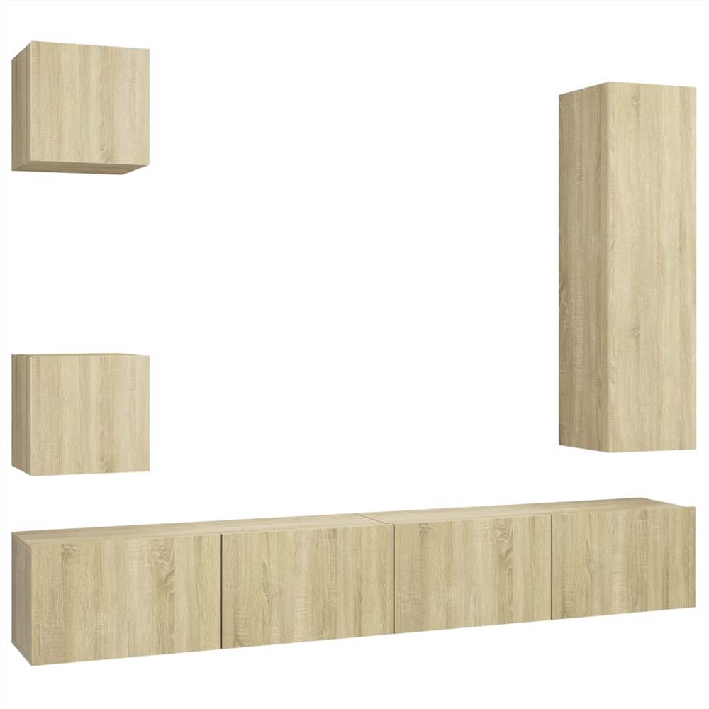 5 Piece TV Cabinet Set Sonoma Oak Chipboard