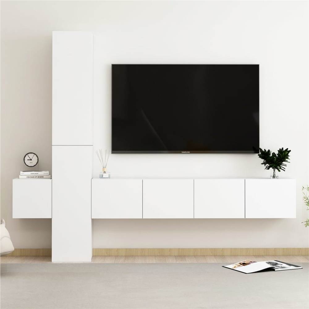 

5 Piece TV Cabinet Set White Chipboard