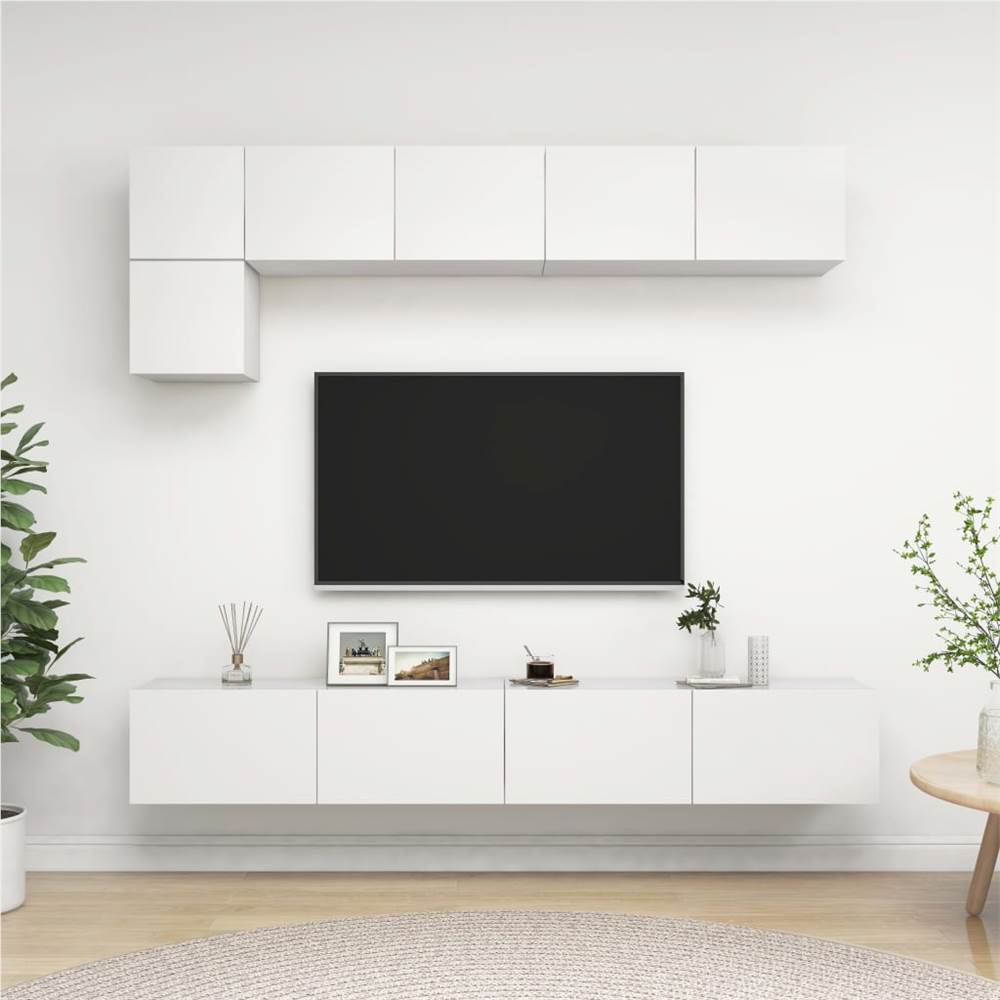 

5 Piece TV Cabinet Set White Chipboard