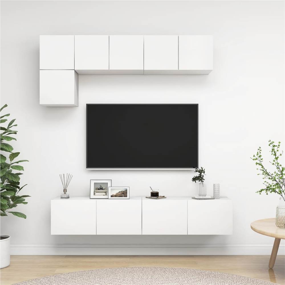

5 Piece TV Cabinet Set White Chipboard