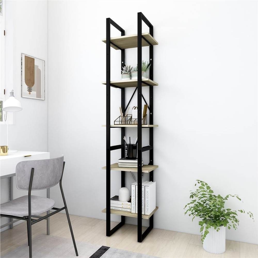 

5-Tier Book Cabinet Sonoma Oak 40x30x175 cm Chipboard