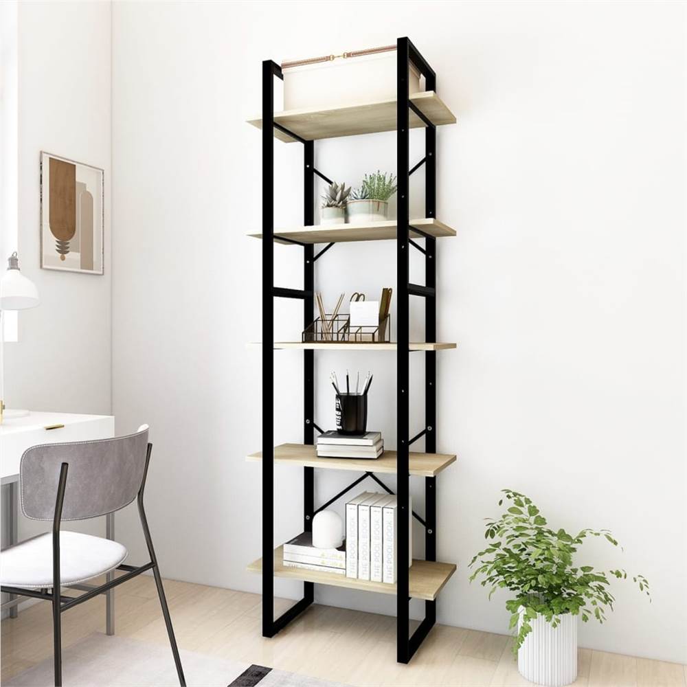 

5-Tier Book Cabinet Sonoma Oak 60x30x175 cm Chipboard