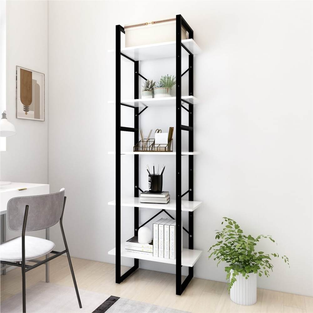 5-Tier Book Cabinet White 60x30x175 cm Chipboard
