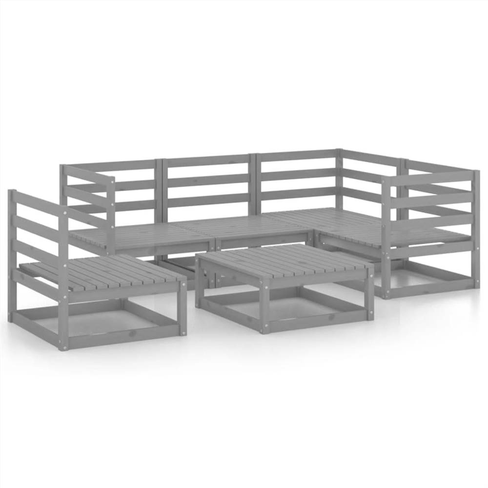 

6 Piece Garden Lounge Set Grey Solid Pinewood