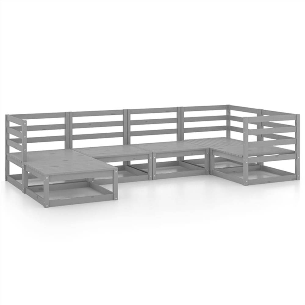 

6 Piece Garden Lounge Set Grey Solid Pinewood