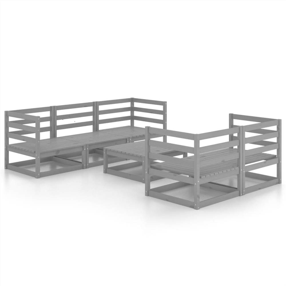 

6 Piece Garden Lounge Set Grey Solid Pinewood