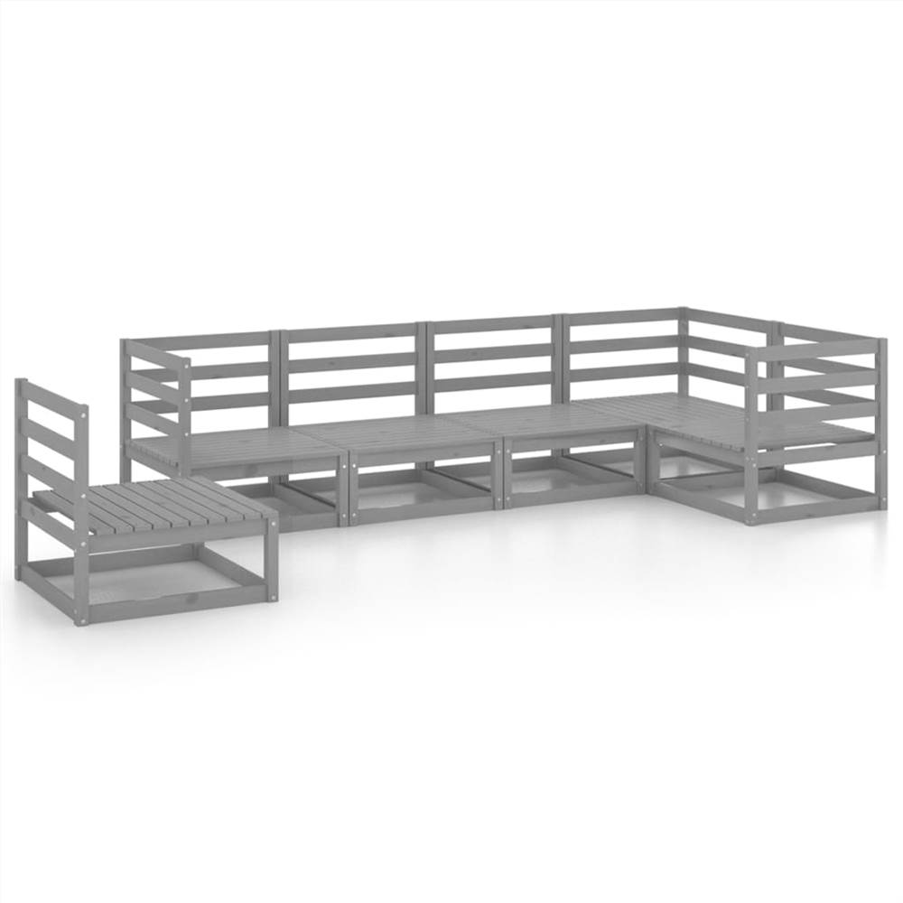 

6 Piece Garden Lounge Set Grey Solid Pinewood
