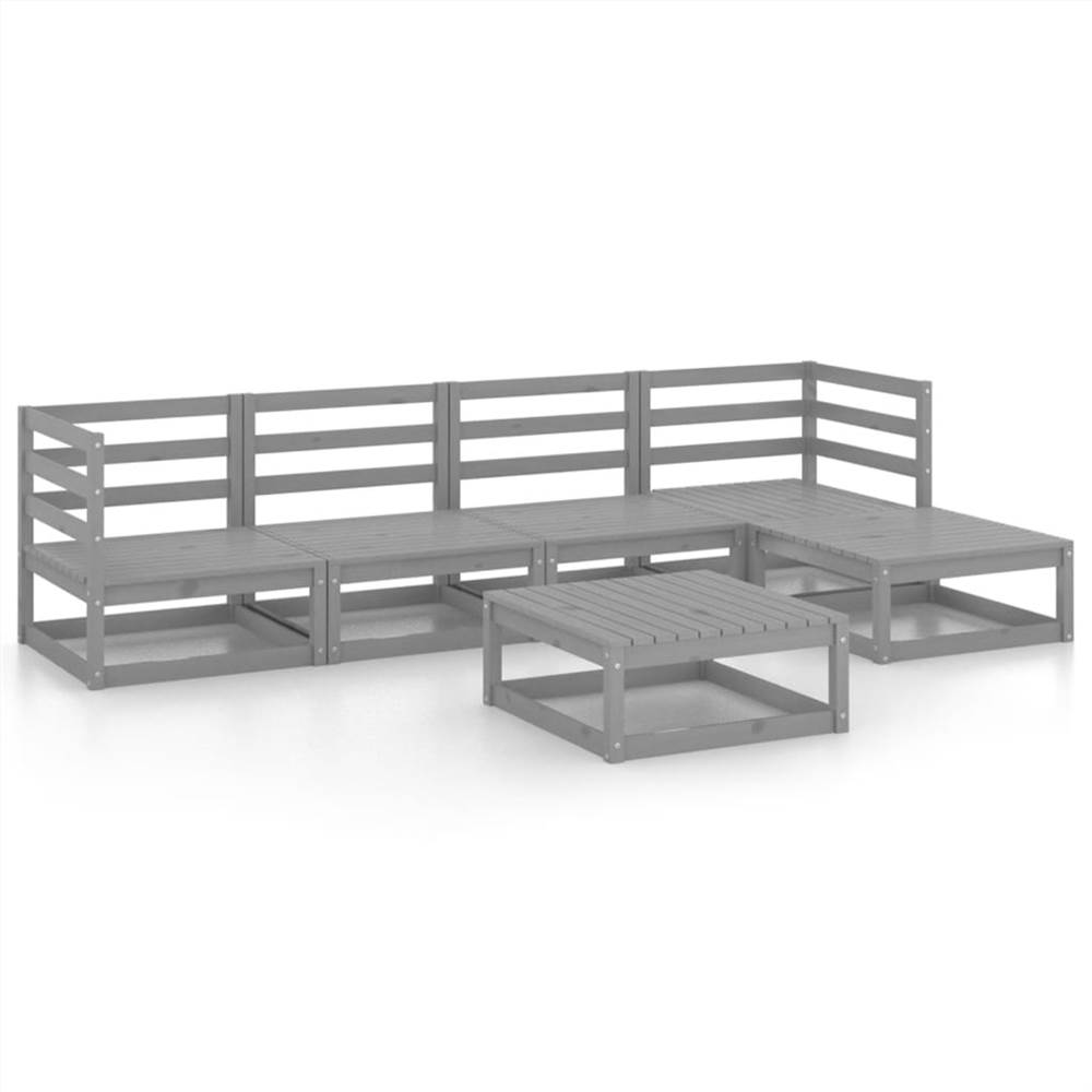 

6 Piece Garden Lounge Set Grey Solid Pinewood