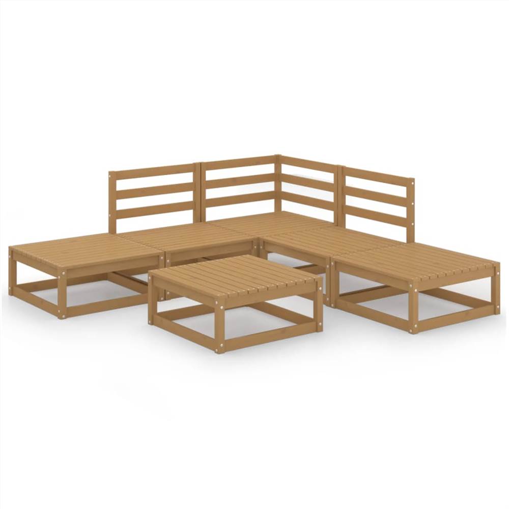 

6 Piece Garden Lounge Set Honey Brown Solid Pinewood